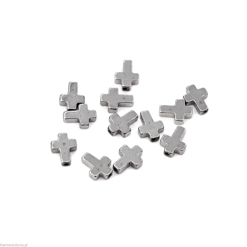 Krzyż srebrny ok. 6x8mm [przekładka, hematyt]
