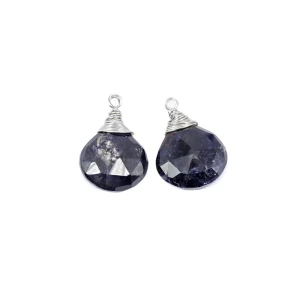 Iolit brioletka w oprawie srebrnej ok. 19x13,5mm [zestaw]