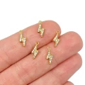 Błyskawica z cyrkoniami ok. 12,2x4,5mm [zawieszka, stal, kolor złoty PVD]