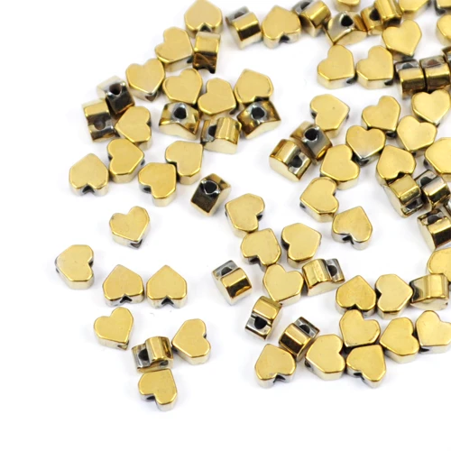 Hematyt jasne złoto serce ok. 3x3mm [przekładka, ścięte rogi] zestaw 10szt.