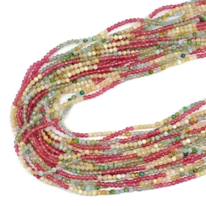 Mix układany kwarc malinowy, opal, apatyt  kula fasetowana ok. 2,5mm