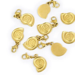 Zawieszka z zapięciem muszla mała ok. 15x10mm [zawieszka, stal, kolor złoty PVD]