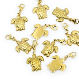 Zawieszka z zapięciem żółw ok. 17x15mm [zawieszka, stal, kolor złoty PVD]
