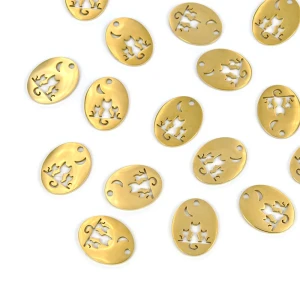 Zawieszka owalna koty ok. 15x11mm [zawieszka, stal, kolor złoty PVD]