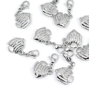 Zawieszka z zapięciem rybka ok. 12x12mm [zawieszka, stal]