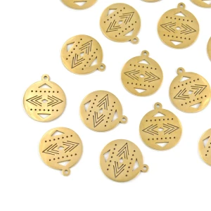 Zawieszka motyw aztecki ok. 18x15mm [zawieszka, stal, kolor złoty PVD]