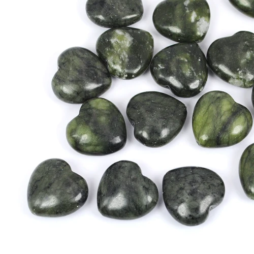 Jadeit naturalny kanadyjski duże serce wypukłe ok. 19x20 mm [przekładka]