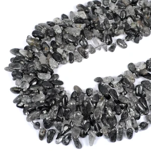 Kwarc z czarnym turmalinem nieregularny sopel płaski ok. 11-18x4-6mm