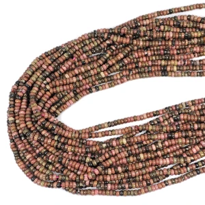 Rodonit różowo czarny oponka gładka ok. 4x2mm