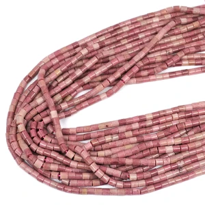 Rodonit różowy walec gładki ok.  4-5x4,5mm