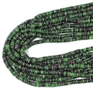 Zoisyt z rubinem dysk gładki ok. 6x2mm