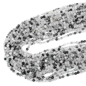 Kwarc z czarnym turmalinem kula fasetowana ok. 4,5mm