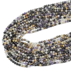 Ametyst cieniowany ciemny kula fasetowana ok. 4,5mm