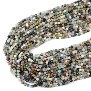 Mix z amazonitem kostka fasetowana ok. 4x4mm