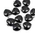 Obsydian czarny zawieszka serce ok. 20mm [metal]