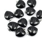 Obsydian czarny zawieszka serce ok. 20mm [metal]