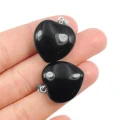Obsydian czarny zawieszka serce ok. 20mm [metal]