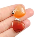 Agat karneol zawieszka płaskie serce ok. 18mm [metal]