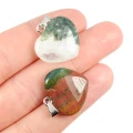 Mix agat mszysty jaspis oceaniczny zawieszka płaskie serce ok. 18mm [metal]