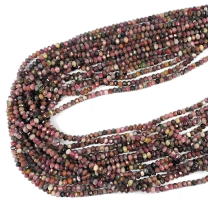 Turmalin wielokolorowy ciemny oponka fasetowana ok. 3,8x2,8mm