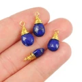 Lapis lazuli brioletka w oprawie srebrnej pozłacanej ok. 14x7,5mm