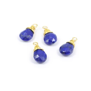 Lapis lazuli brioletka w oprawie srebrnej pozłacanej ok. 14x7,5mm