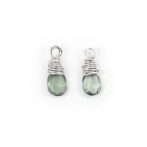 Turmalin błękitny brioletka w oprawie srebrnej ok. 10x4mm [zestaw]