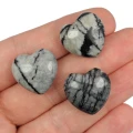 Jaspis szary serce wypukłe ok. 19x20 mm [przekładka]