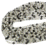 Kwarc z czarnym turmalinem moneta fasetowana ok. 6mm