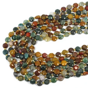 Agat indyjski moneta fasetowana ok. 8,5mm