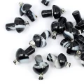 Agat pasiasty czarny zawieszka grzybek ok. 23mm [metal]