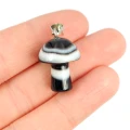 Agat pasiasty czarny zawieszka grzybek ok. 23mm [metal]