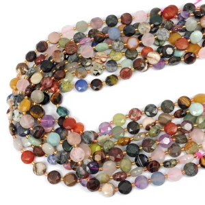 Mix kamieni moneta fasetowana ok. 10,5mm