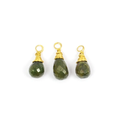 Turmalin zielony brioletka w oprawie srebrnej pozłacanej ok. 12,5-14,5x5,5mm [zestaw]
