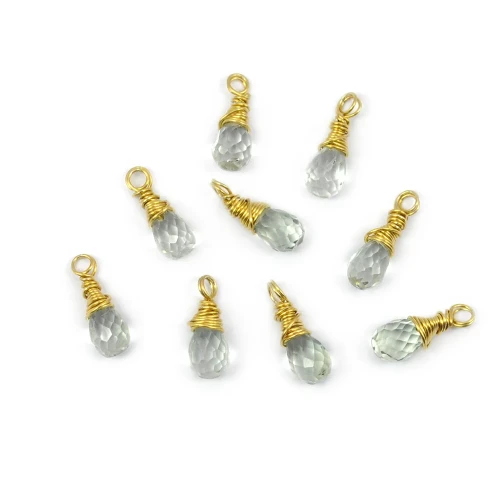 Ametyst zielony brioletka w oprawie srebrnej pozłacanej ok. 13x5mm
