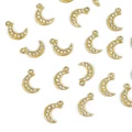 Półksiężyc z cyrkoniami ok. 10x6mm [zawieszka, stal, kolor złoty PVD]