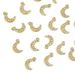 Półksiężyc z cyrkoniami ok. 10x6mm [zawieszka, stal, kolor złoty PVD]