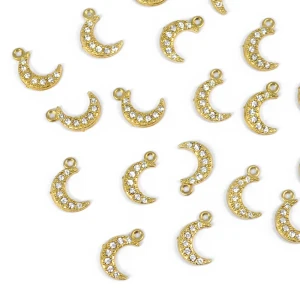 Półksiężyc z cyrkoniami ok. 10x6mm [zawieszka, stal, kolor złoty PVD]