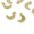 Półksiężyc z cyrkoniami ok. 10x6mm [zawieszka, stal, kolor złoty PVD]