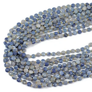 Awenturyn niebieski moneta fasetowana ok. 6,5mm