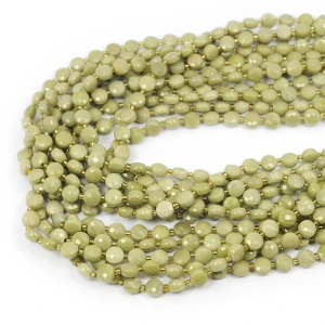 Jaspis matcha moneta fasetowana ok. 6,5mm