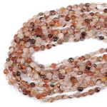Lepidolit czerwony z kwarcem moneta fasetowana ok. 6,5mm