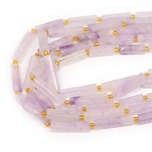 Ametyst lawendowy walec nieregularny szlifowany ok. 30x6-7mm