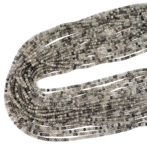 Kwarc z czarnym turmalinem oponka fasetowana ok. 2,9x2,2mm