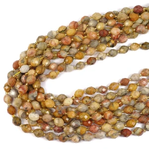 Agat koronkowy oliwka fasetowana ok. 10x8mm