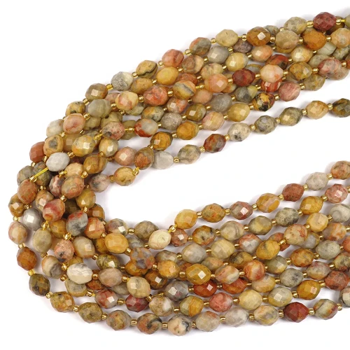 Agat koronkowy oliwka fasetowana ok. 10x8mm