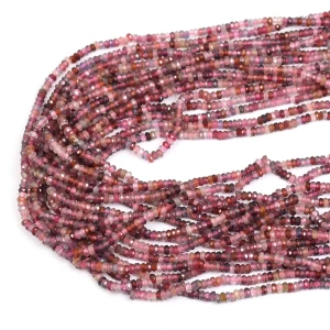 Spinel różowy oponka fasetowana ok. 3x1,6mm