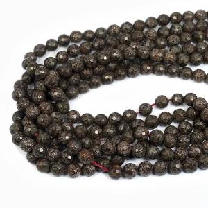 Obsydian śnieżny brązowy kula fasetowana ok. 8mm