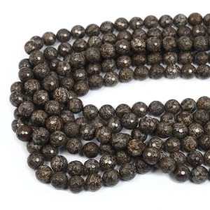 Obsydian śnieżny brązowy kula fasetowana ok. 10mm