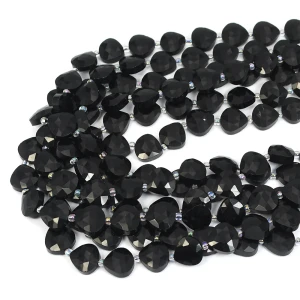 Obsydian czarny łezka fasetowana ok. 12x12mm